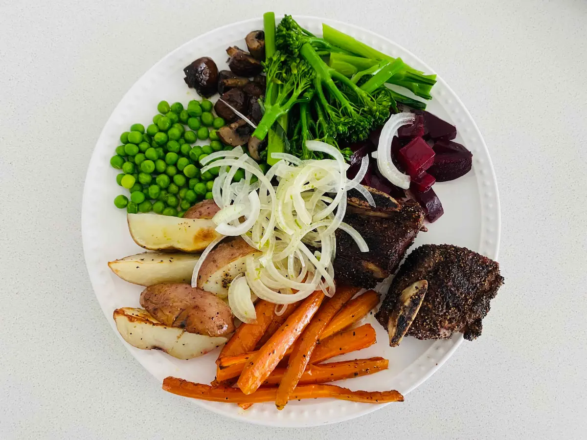 Image of Baked Vegetable and Short Rib Plate